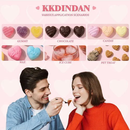 Vista 7 de Moldes de silicona en forma de corazón 2 piezas, molde de chocolate en forma de corazón 15 cavidades, moldes antiadherentes de grado alimenticio