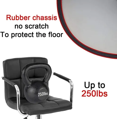 Vista 4 de Juego de 2 taburetes de bar con reposabrazos, taburetes de bar giratorios de altura ajustable con respaldo de piel sintética, silla de comedor alta