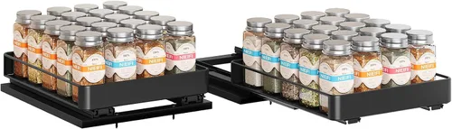 Vista 12 de Nieifi Organizador de especias para gabinete, estante vertical para especias, fácil de instalar, metal, 6.5 pulgadas de ancho x 10.35 pulgadas