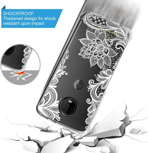Vista 6 de Funda para Moto Z4, para Motorola Z4Play con flores, a prueba de golpes, transparente, suave, flexible, TPU, delgada, para Motorola Moto Z4 Mandala