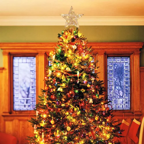 Vista 5 de STOBOK Adorno de estrella para árbol de Navidad con luces, dorado (Oro 1)