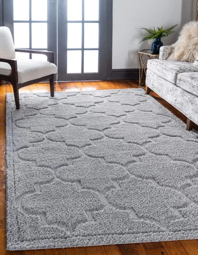 Vista 26 de Unique Loom Trellis Shag Collection - Alfombra de pasillo geométrica, moderna, marroquí, celosía, gris (2 x 7 pies)