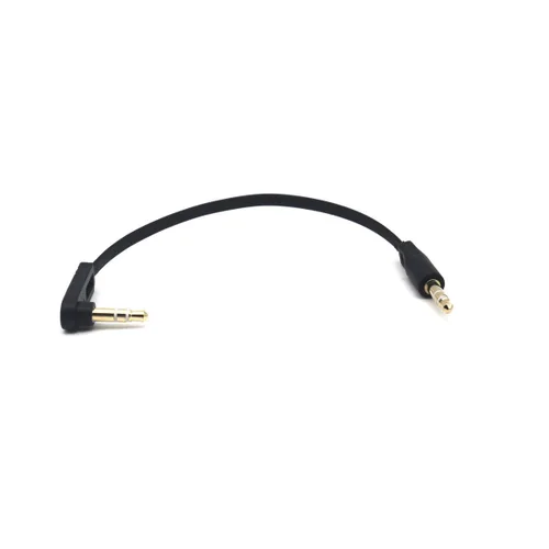 Vista 3 de Cable plano de audio estéreo de 0.1 in, 5.9 in, paquete de 2, ángulo de 90 grados macho, conector TRS de 1/8 pulgadas, cable auxiliar para Ángulo
