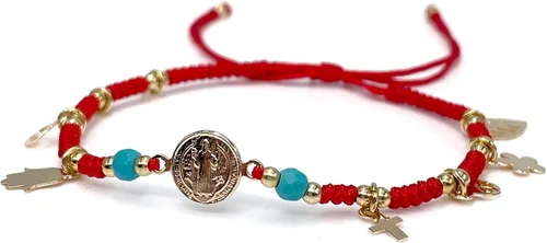 Vista 3 de St Benedict Medal Adjustable Bracelet for Women Red String Pulsera San Benito
