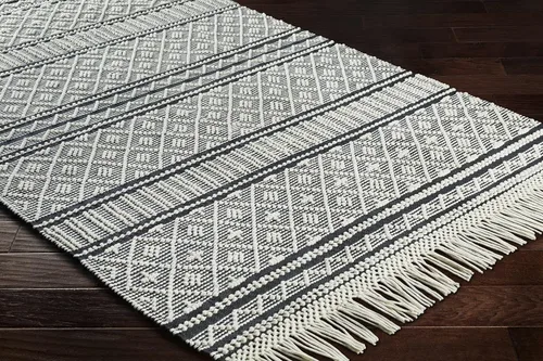 Vista 3 de Hauteloom Leon - Alfombra marroquí bohemia de lana para sala de estar y dormitorio, alfombra bohemia hecha a mano con enrejado, color negro, blanco