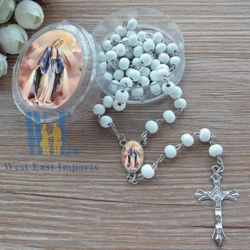 Vista 3 de 12 piezas de Rosario aromático milagroso Nuestra Señora de Gracia Rosario Religioso Regalos Regalos de Madera Rosario Collar en caja de regalo Bolsa