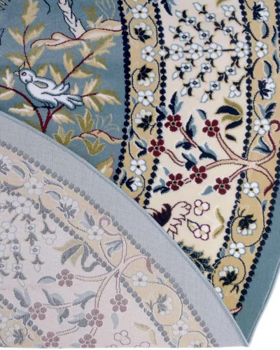 Vista 2 de Unique Loom Colección Narenj Alfombra de Área - Bristol (5' 3" x 8' Oval, Azul/Beige)