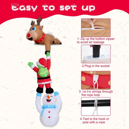 Vista 6 de Inflables colgantes de Navidad de 10 pies, decoraciones de muñeco de nieve