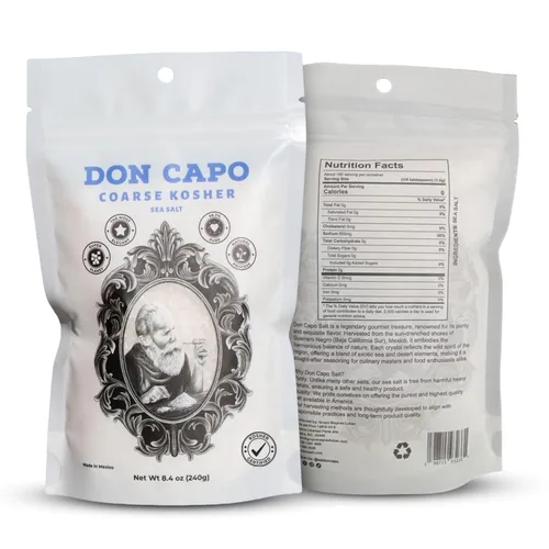 Vista 3 de Don Capo Sal marina kosher gruesa – Sal marina escamosa grande para asar y frotar barbacoa – Sal marina gruesa para condimentos, coberturas