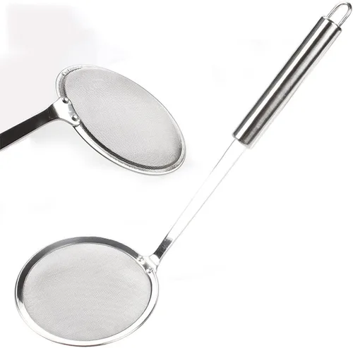 Vista 4 de Cucharón para Olla Caliente Extractor de Grasa - Filtro de Malla Fina de Acero Inoxidable para Eliminar Grasa y Espuma