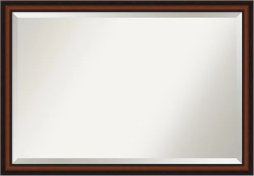 Vista 58 de Amanti Art Espejo de pared marrón de 26 x 22 pulgadas, espejo rectangular de baño de Alejandría marrón rústico para decoración de pared, sala