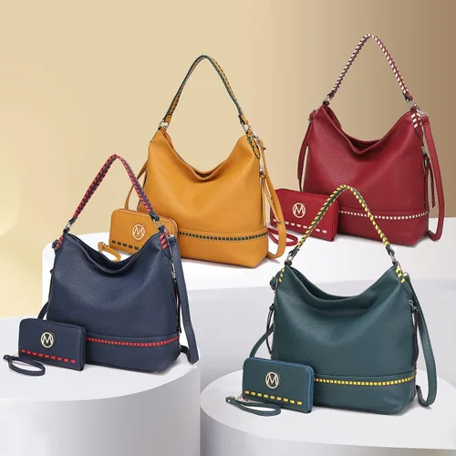 Vista 7 de MKF - Bolso de mano de piel sintética suave para mujer, bolso de hombro con asa superior de moda