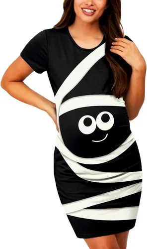 Vista 4 de Deerose Vestidos de embarazo para el día de Pascua para mujer, con estampado de conejito de huevo