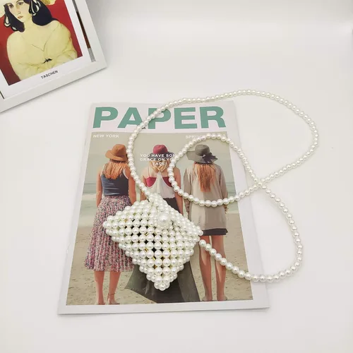 Vista 4 de Mini bolso de la moneda del bolso de la perla del bolso cruzado del bolso del bolso del hombro para las mujeres, Blanco-t