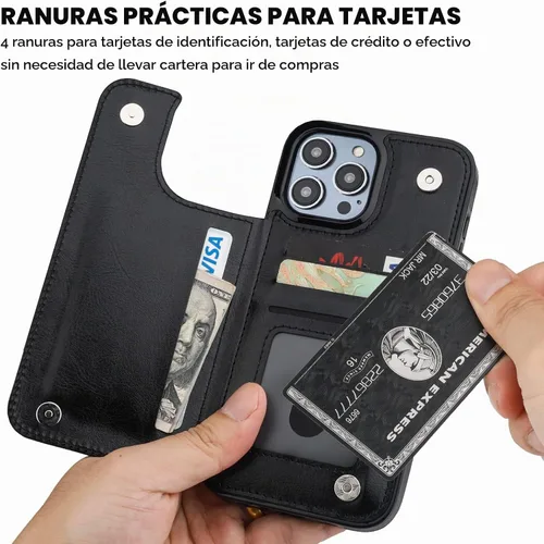 Vista 4 de ONETOP Compatible con iPhone 14 Pro Max Funda Cartera con Portador de Tarjetas, Funda de Cuero PU con Soporte Ranuras para Tarjetas, Doble Cierre