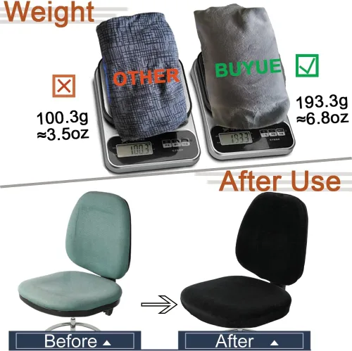 Vista 4 de BUYUE Funda para Silla de Oficina de Trabajo, Terciopelo Súper Suave Elástico Lavable para Silla de Escritorio de Computadora sin Brazos Funda Negro