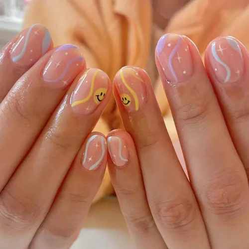 Vista 9 de 24 uñas postizas cortas, cuadradas, punta francesa blanca, pegamento, uñas postizas acrílicas con diseño de diamantes de imitación, uñas adhesivas