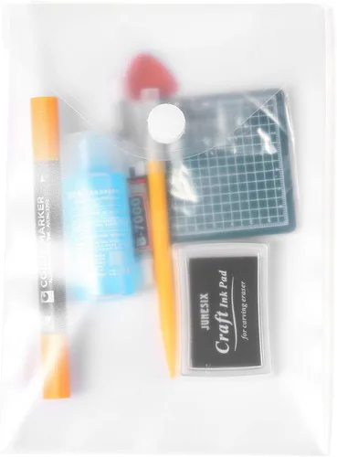 Vista 6 de Sobres de plástico transparente de 7 x 9 pulgadas con cierre de gancho para recibos, soporte de almacenamiento, 80 unidades Hook and loop closure