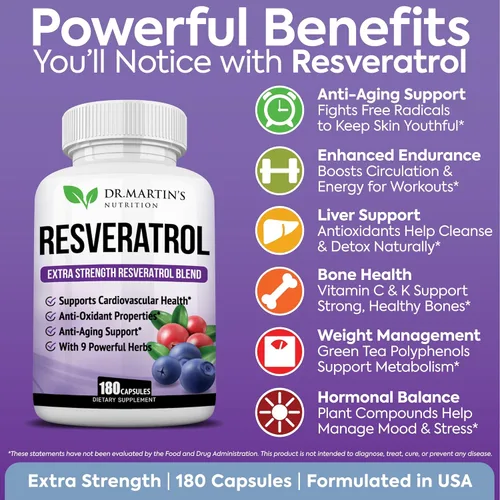 Vista 2 de Resveratrol extra fuerte 1568mg - 180 cápsulas - 3 meses de suministro Suplemento antioxidante Pastillas naturales de trans-resveratrol