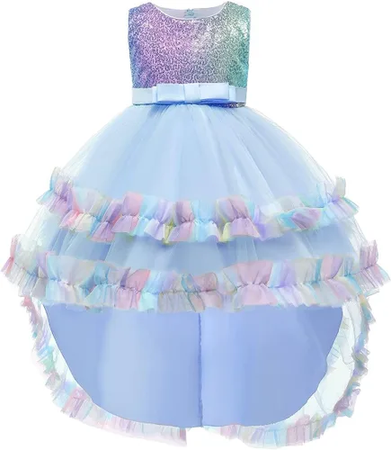 Vista 20 de Disfraz de princesa de lentejuelas de unicornio para niñas, disfraz de Halloween, fiesta de Navidad, boda, cumpleaños