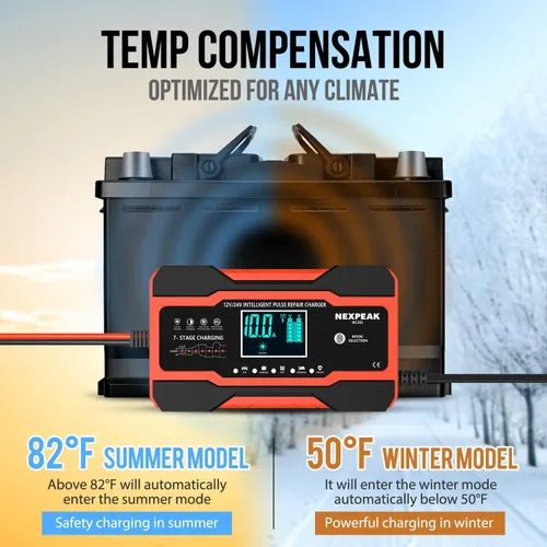 Vista 5 de NEXPEAK Cargador de batería de 10 amperios y 6 amperios para baterías de plomo-ácido de 12 V/24 V