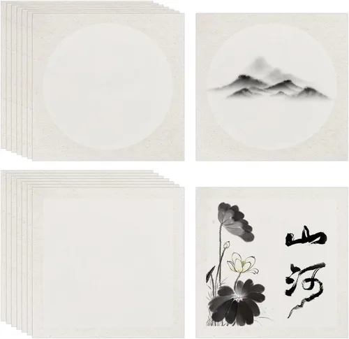 Vista 7 de PH PandaHall 20 hojas de papel Shikishi premontado, papel Xuan crudo, tablero de caligrafía china, suministros de papel de arroz para dibujar