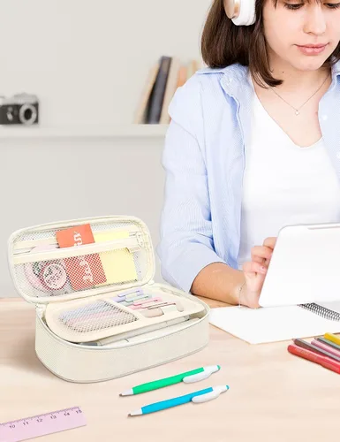 Vista 8 de Estuche Lindo para Lápices SUNEE, Funda Estética para Bolígrafos, Bolsa Grande para Lápices de Color con Cremallera, Almacenamiento y Organizador