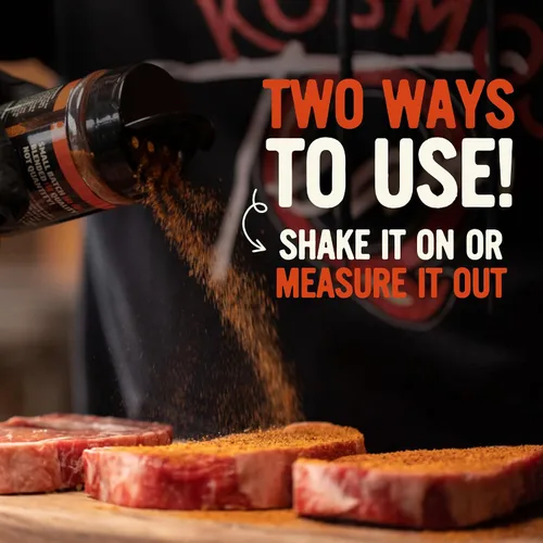 Vista 9 de Kosmos Q Funda de vaca Hot BBQ Rub, regalo del día del padre, condimento picante de bistec y pechuga con chile, ajo, cebolla, pimentón y humo