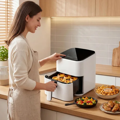 Vista 6 de Sweetcrispy Freidora de aire, freidora digital compacta de 3 cuartos de galón con apagado automático, comidas rápidas y fáciles en minutos con cesta