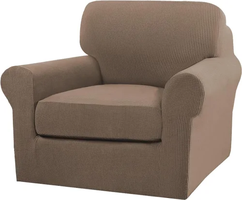 Vista 130 de Turquoize 2 fundas para sillas de sala de estar, funda de sofá con fundas de cojín individuales, funda de muebles para sillas (silla, beige biscotti)