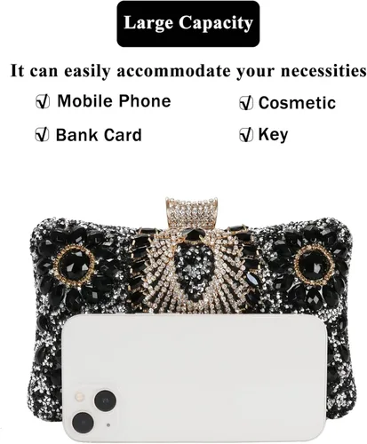 Vista 3 de COAIMANEY Bolso de mano de lentejuelas brillantes con diamantes de imitación para mujer, bolso de mano de noche, bolso de hombro para boda, fiesta
