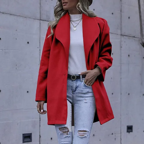 Vista 5 de Gabardina de lana de invierno para mujer, cálida, delgada, larga, abrigo para mujer, moda de otoño 2022