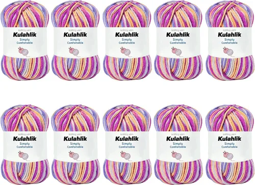 Vista 80 de Hilo acrílico de 1.76 oz (1 x 1.76 oz) para tejer y tejer, hilo de hilo degradado colorido, 1 rollo de madejas, hilo acrílico multicolor, perfecto