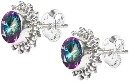 Vista 6 de Aretes tipo dormilona hechos a mano de plata de ley 925 para mujeres y niñas, regalos de Navidad