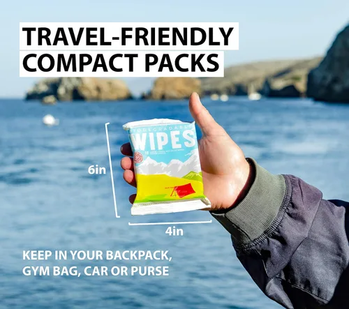 Vista 5 de Bar-D Toallitas corporales biodegradables con aceite de árbol de té y aloe vera, toallitas de ducha refrescantes ideales para camping, senderismo