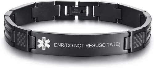 Vista 26 de VNOX Pulsera ajustable de acero inoxidable cepillado de 2 tonos con grabado personalizado gratis, identificación de alerta médica, unisex