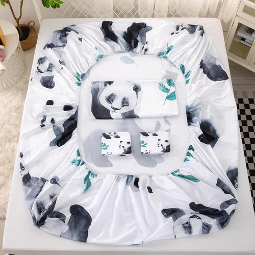 Vista 8 de CVHOUSE Panda - Juego de sábanas bajeras de tamaño individual, juego de ropa de cama para niños y niñas, bonito juego de sábanas, 1 sábana encimera