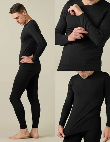 Vista 3 de LAPASA Conjunto de ropa interior térmica para hombre con forro polar suave, calzoncillos largos, peso ligeromediopesado, capa base superior e