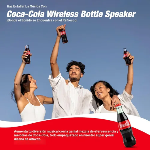 Vista 7 de Altavoz Bluetooth oficial en forma de botella Coca-Cola - Altavoz inalámbrico portátil con Bluetooth 5.0, graves profundos, entrada AUX, batería