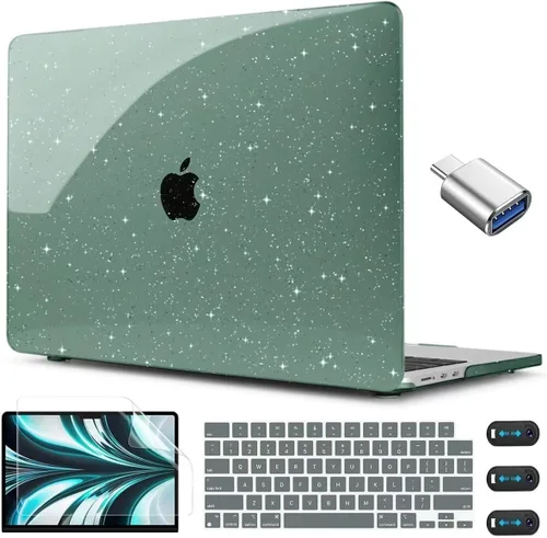 Vista 9 de CISSOOK para MacBook Air 13.6 M4 M3 M2 Funda 2025 2024 2022 Release, Carcasa Rígida de Plástico y Cubierta de Teclado y Adaptador USB para MacBook