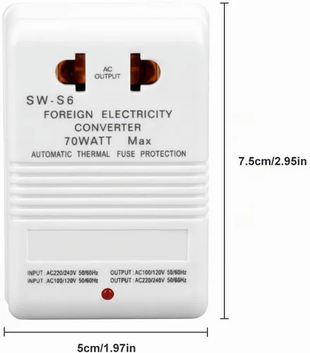 Vista 2 de Convertidor de voltaje 70W 110V/120V a 220V/240V Step-Up&Down Transformador de voltaje para viajes