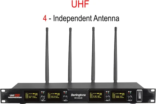Vista 5 de Sistema de micrófono inalámbrico profesional, juego de micrófono inalámbrico UHF de 4 canales con 2 micrófonos de mano, 2 micrófonos