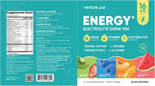 Vista 10 de Venture Pal Paquetes de hidratación sin azúcar + electrolitos en polvo