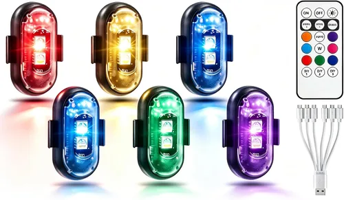Vista 9 de 4 piezas de luces estroboscópicas LED inalámbricas con control remoto, luces LED recargables inalámbricas de 8 colores para Halloween