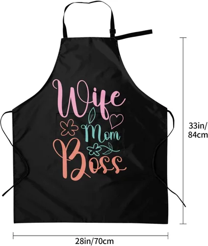 Vista 4 de Wife Mom Boss Aprons With Pockets Men Women Waterproof Adjustable Bib Apron Kitchen Gardening Salon Aprons For Cooking