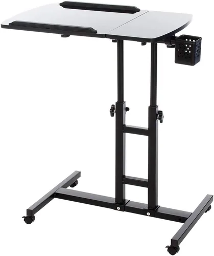Vista 4 de Escritorio ajustable para laptop con ruedas, escritorio ajustable para cama, carrito ajustable para laptop, mesa sobre la cama, mesa auxiliar