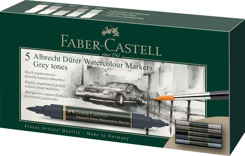 Vista 3 de Faber-Castell Albrecht Durer - Marcadores de acuarela - Tonos grises - Cartera de 5, marcadores de acuarela para adultos