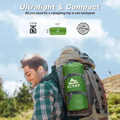 Vista 2 de Colchoneta de dormir para camping, extra grueso, 4.7 pulgadas, colchoneta inflable ultraligera e impermeable con colchón de aire integrado