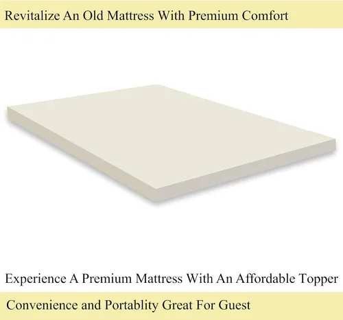 Vista 4 de Nutan Cubrecolchón de espuma transpirable de 2 pulgadas para soporte ortopédico, almohadillas de cama de apoyo premium con suavidad lujosa, cómodas