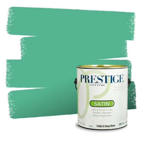 Vista 159 de Prestige Paints - Pintura exterior e imprimación en uno, 1 galón, plano, compatibilidad comparable con el color menta «Whipped Mint» de Behr